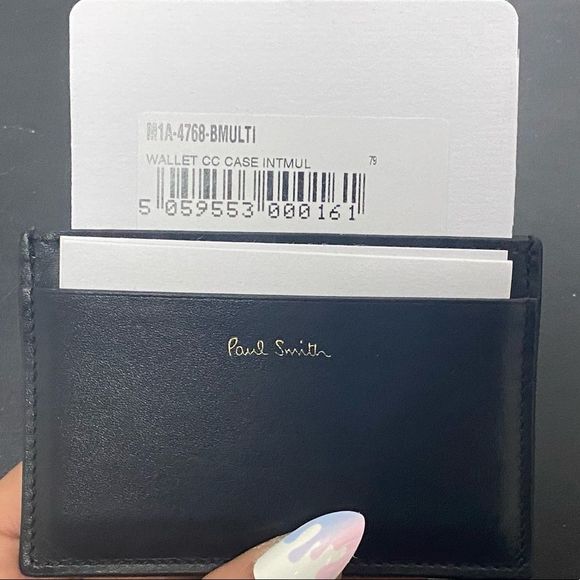 NWT: Paul Smith Leather Black/Multicolour Card Holder (no box) - Picture 5 of 6